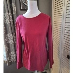 Talbots Women's Red Long Sleeve Crew Neck Top Size L